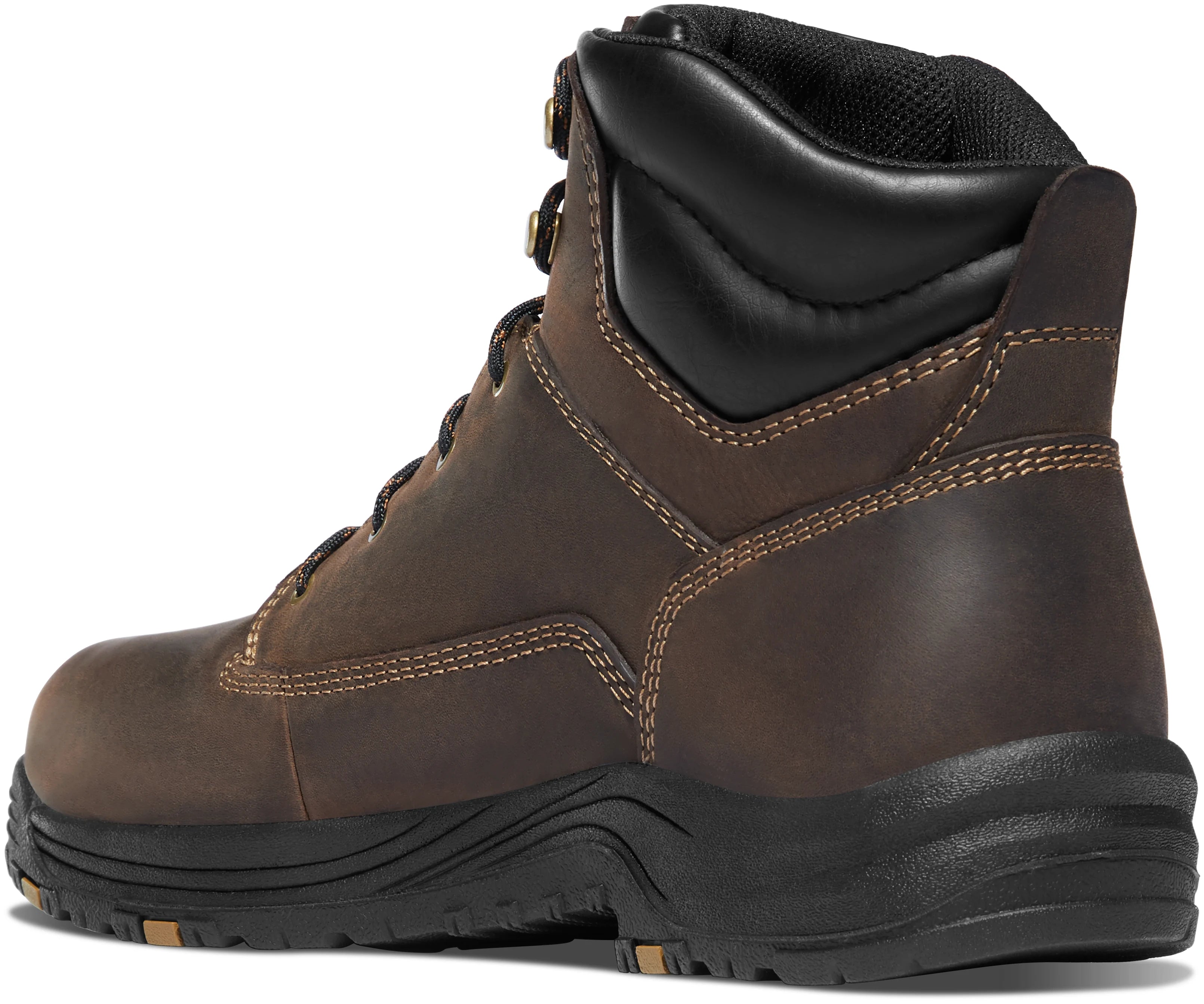 Close-up of 19452 - Caliper 6" Boots Brown Boots showing Brown leather upper with tan contrast stitching, black padded