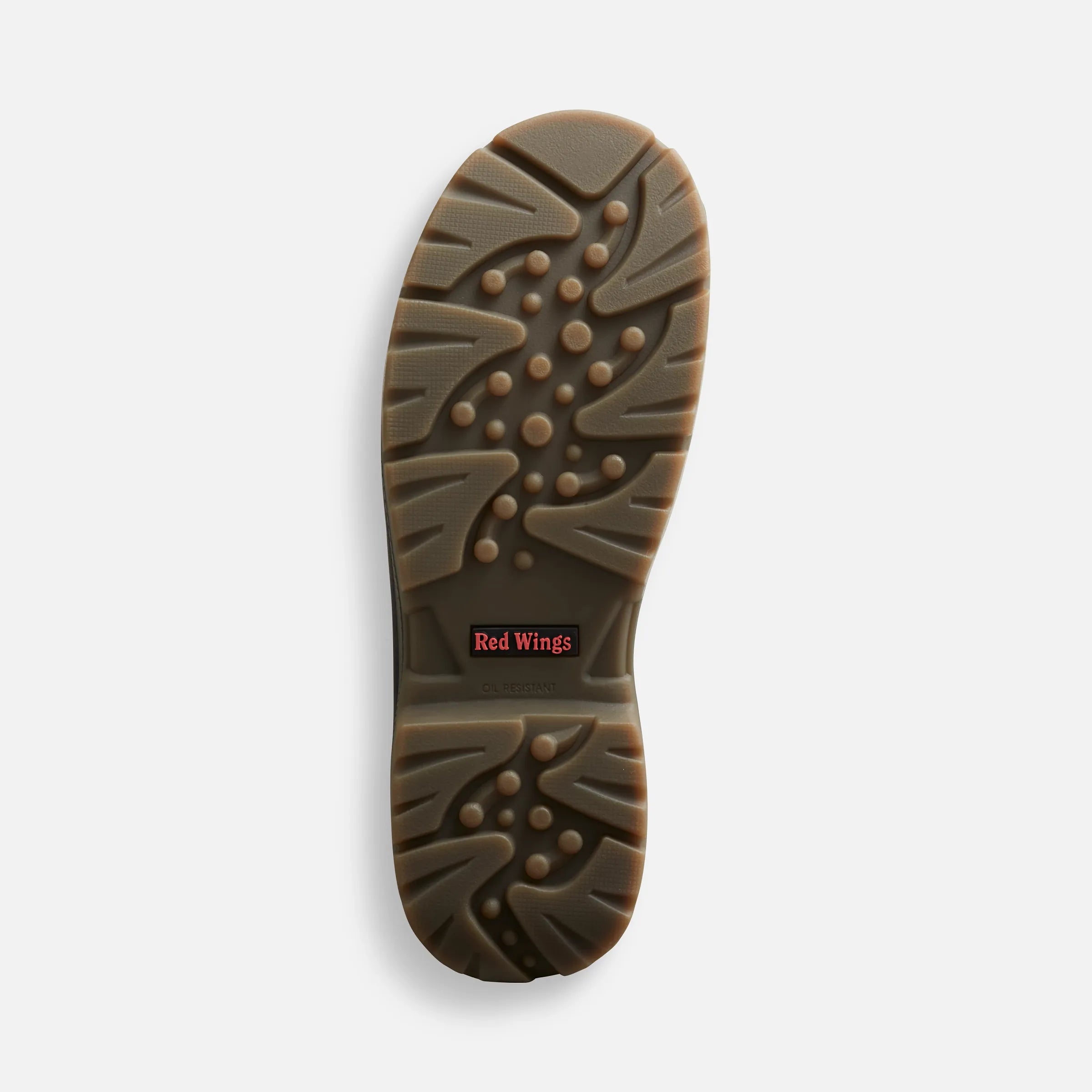 Close-up of 2298- King Toe Boots Boots showing Tan rubber sole with aggressive tread pattern and studded center grip stripe