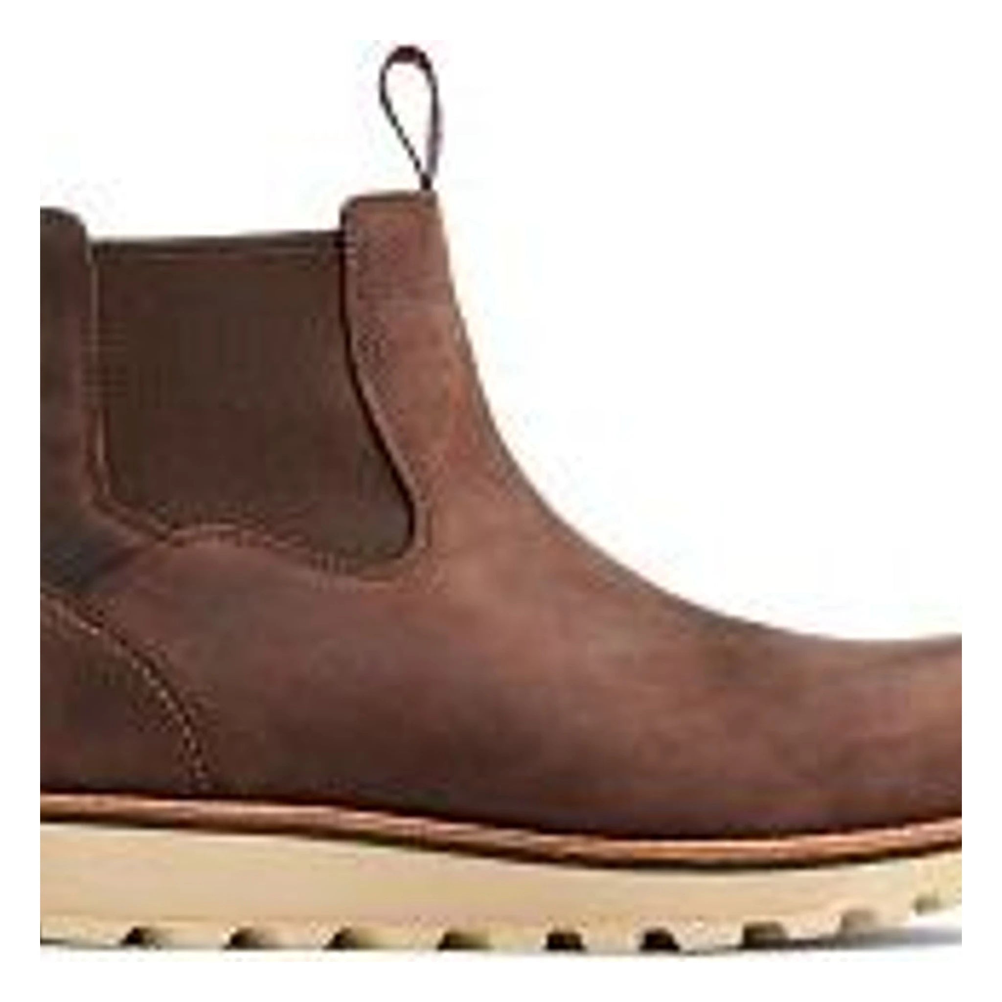 2446- Traction Tred Lite Boots front view, Brown nubuck chelsea boot with crepe sole and pull tab loop, Boots - Slowride