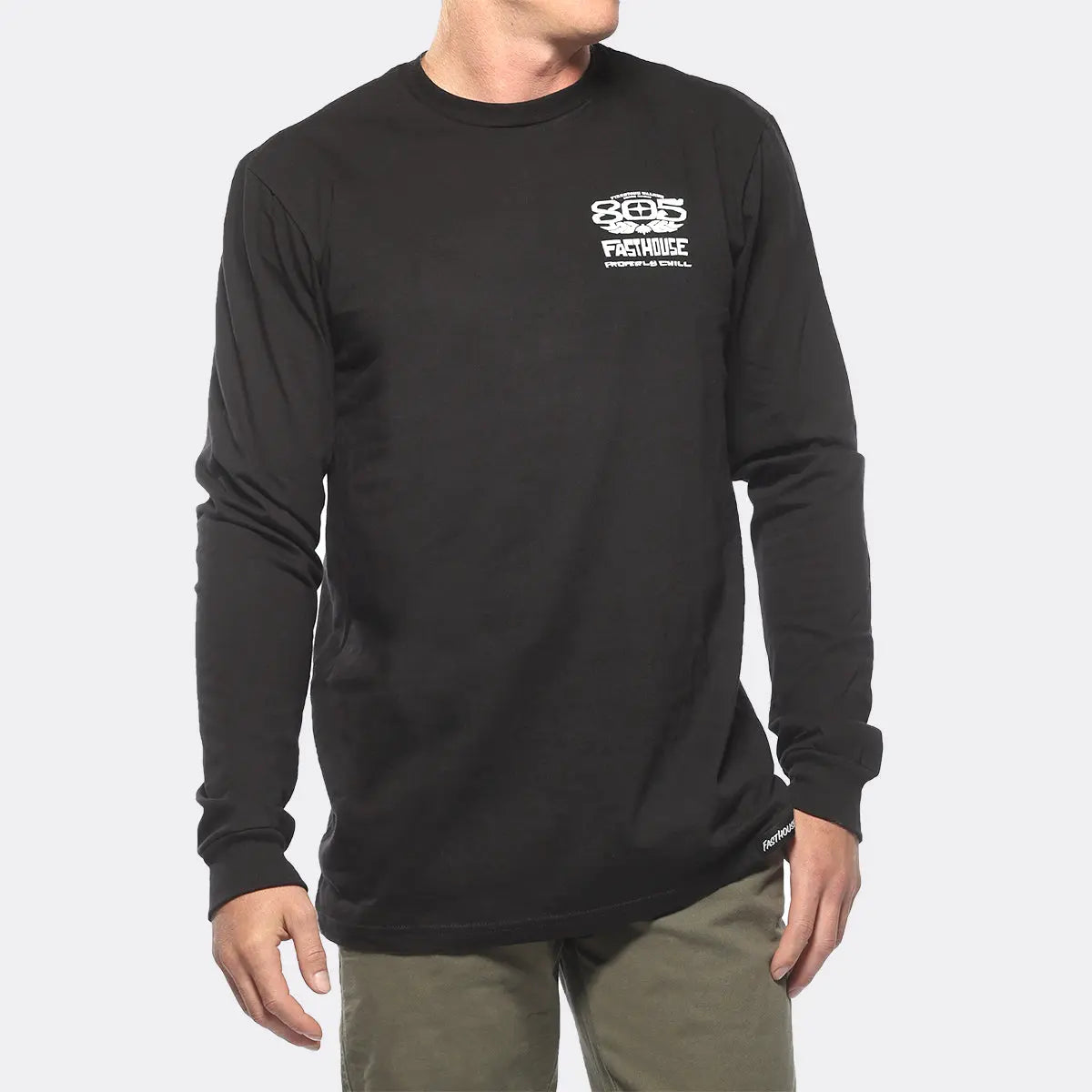 Back of 805 Gravel Black L/S Tee, Blank back - Slowride Supply - vintage racing apparel from Slowride Supply
