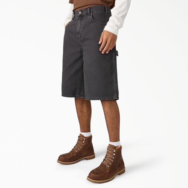 Back of A89g5 Worn in Relaxed Carpenter Short 13" Shorts Black Shorts, Blank back - Slowride Supply