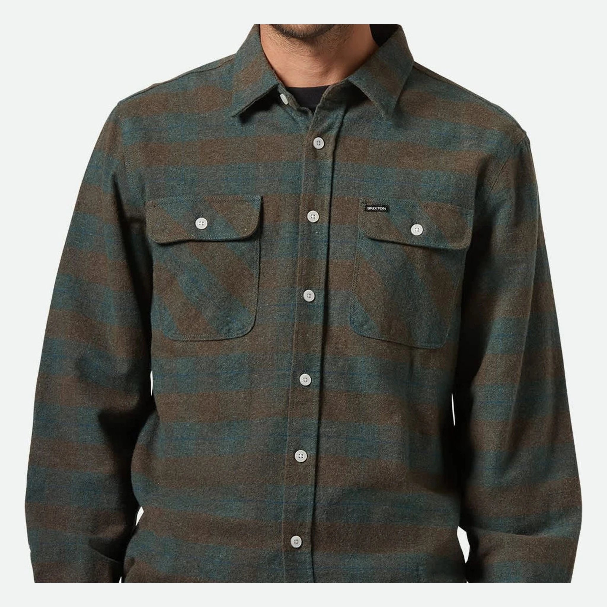 Back of Bowery Flannel Ocean L/S Woven L/S Woven, Blank back - Slowride Supply - vintage racing apparel from Slowride Supply