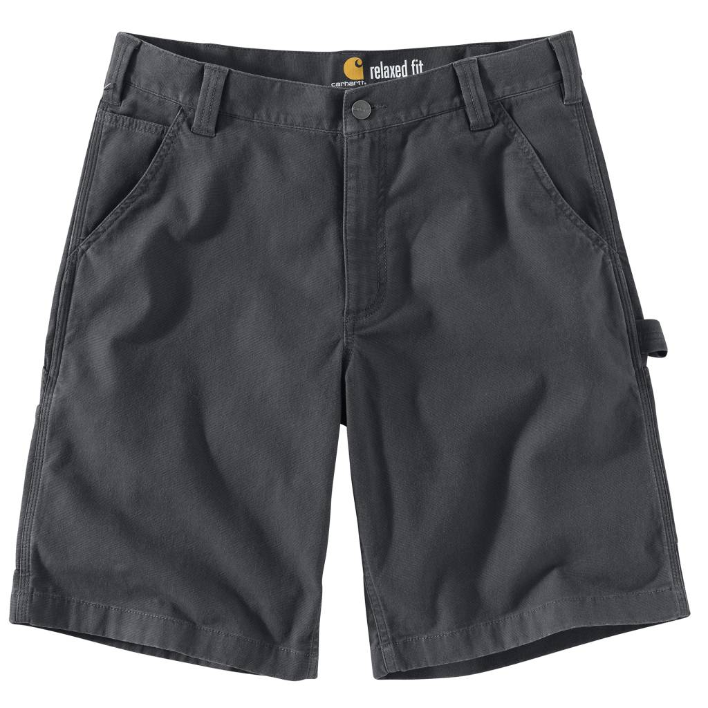 Relaxed 11" Rigby Dungare Short (103652) Shorts front view, Charcoal gray with relaxed fit waistband label and contrast
