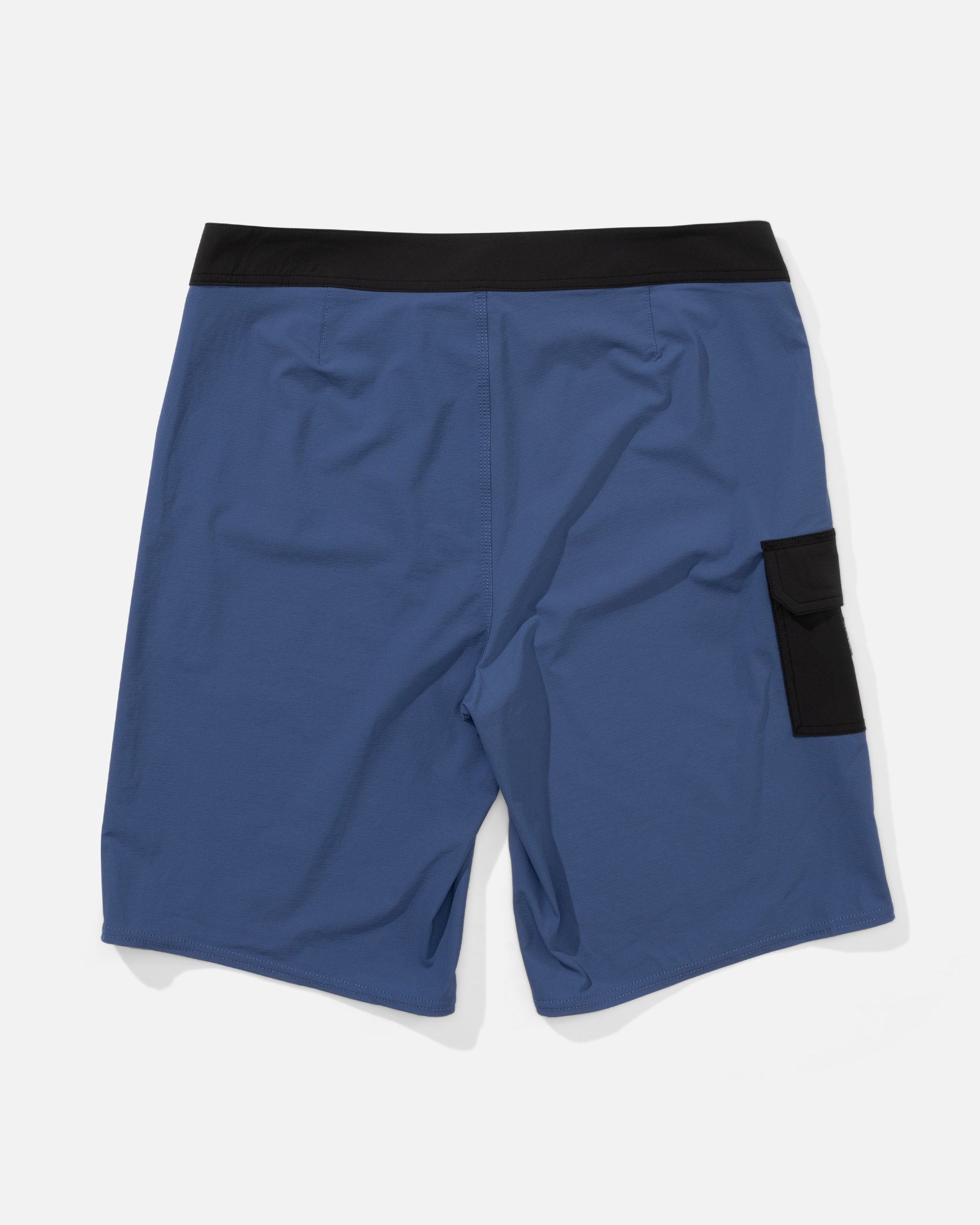 Back of Crew 21 Boardshort True Boardshorts Navy Boardshorts, Navy with black waistband and black patch pocket on right side