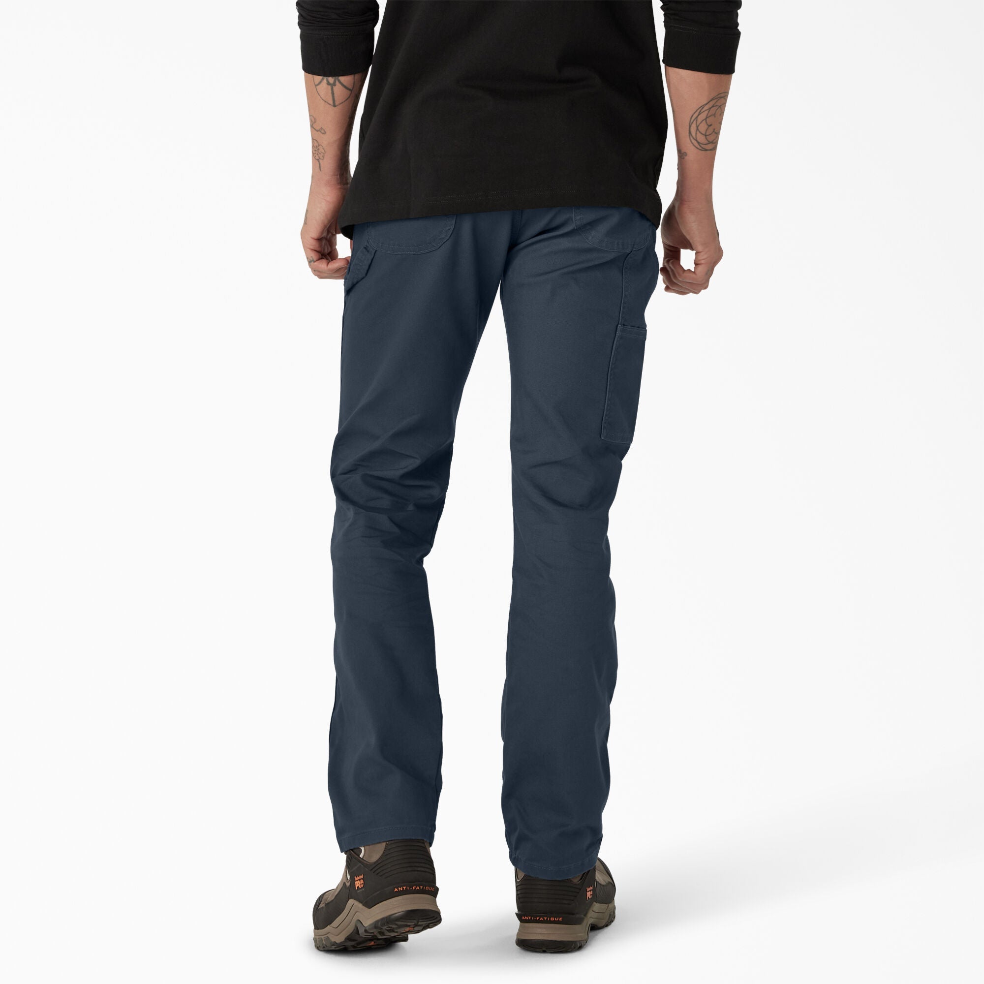 Person wearing Dp802 Carpenter Pant Regular Fit Pants Stone Washed Black Pants, Neutral studio setting with white background