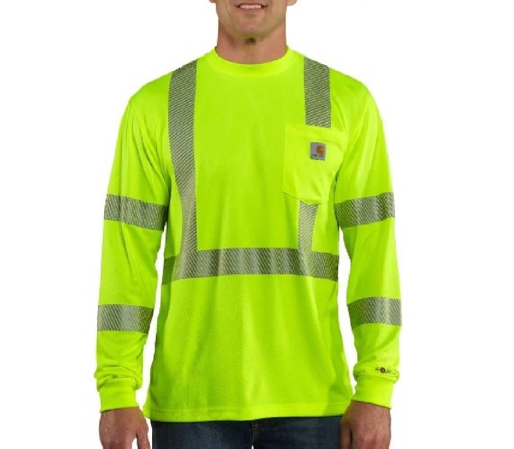 Back of Force High Visibility L/s Tee Brite Orange L/S Tee, Blank back - Slowride Supply