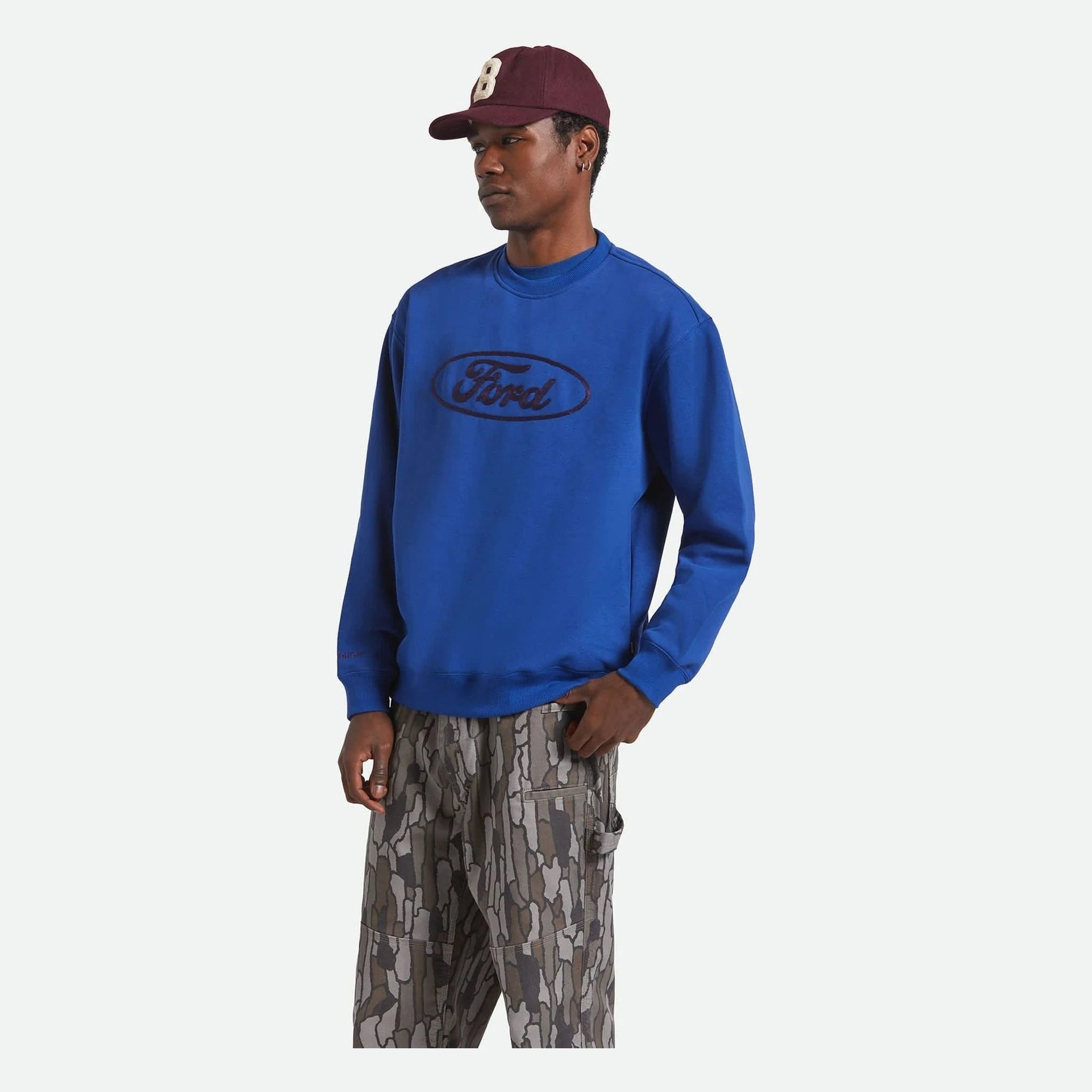 Back of Ford Number One Fleece Crew Ford Blue Crewneck, Blank back - Slowride Supply
