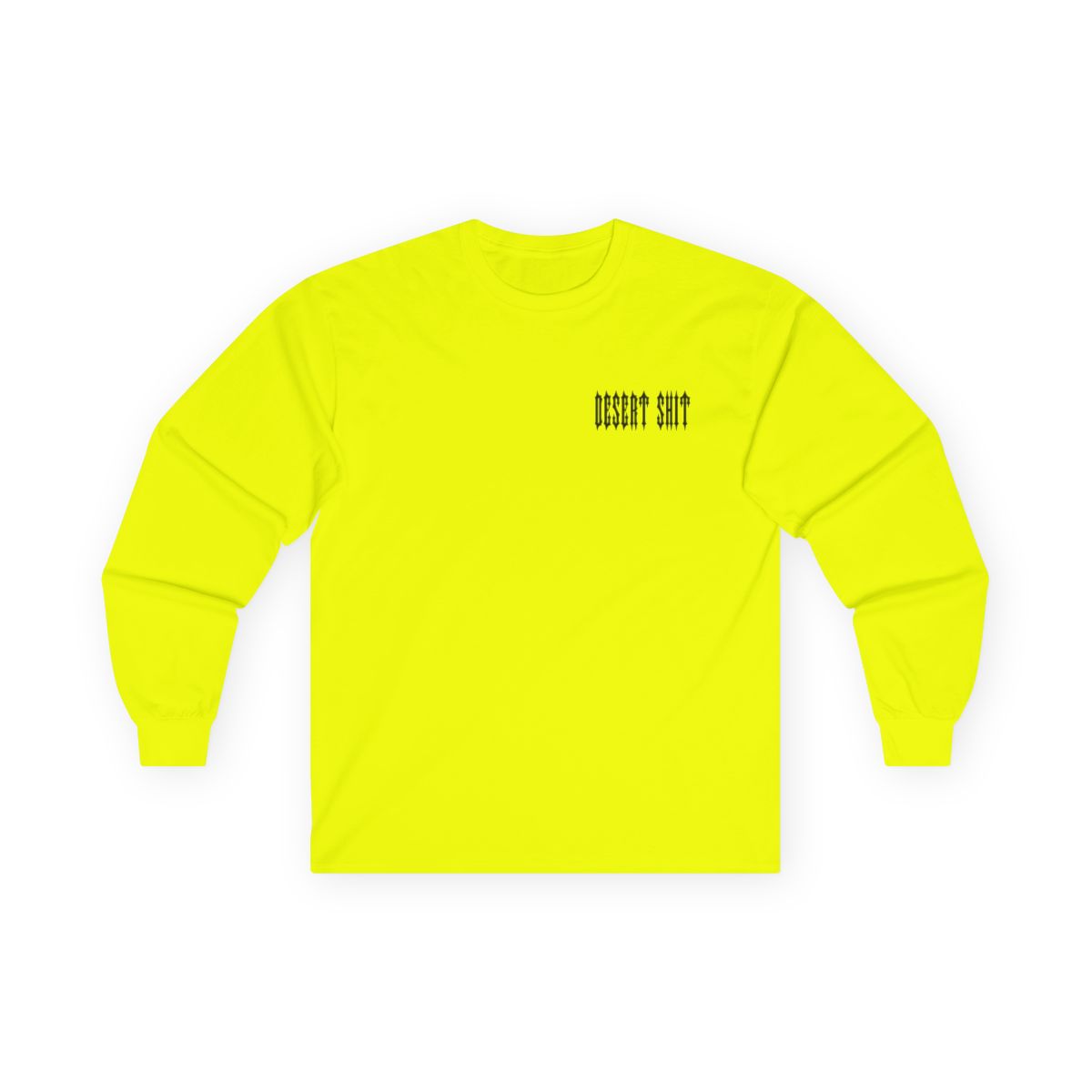 Back of "i Just Wanna" L/s Tee Safety Green L/S Tee, Blank back - Slowride Supply