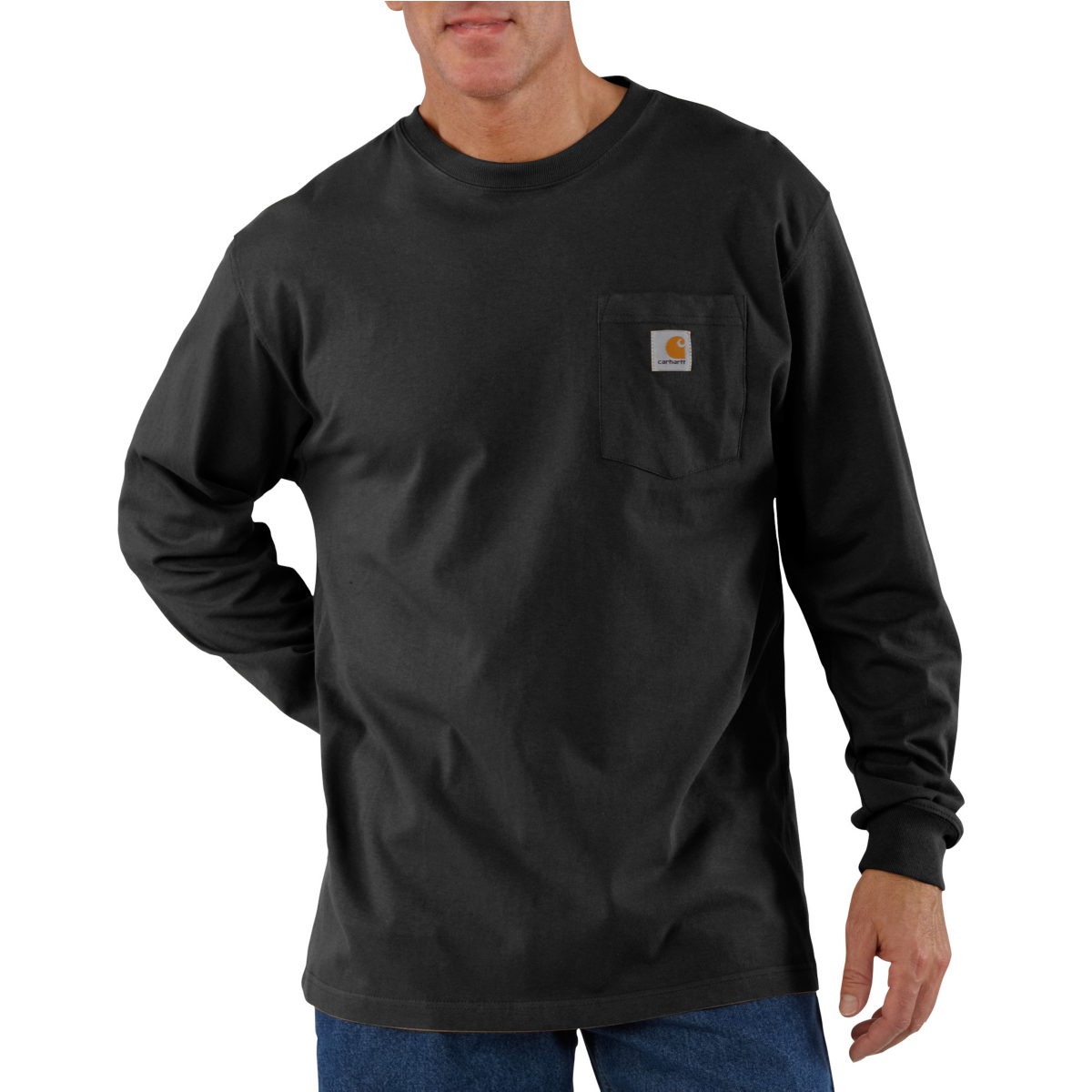Back of K126 Long-sleeve Pocket T-shirt Black L/S Tee, Blank back - Slowride Supply