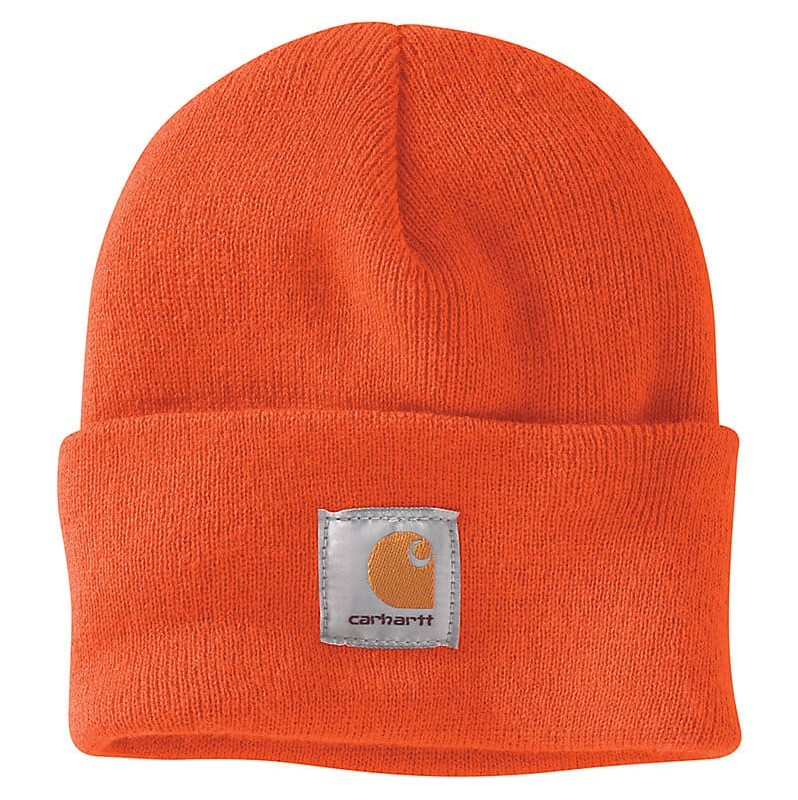 Close-up of Knit Cuffed Heather Grey Beanie showing Ribbed knit cuff with woven label patch detail - Slowride Supply