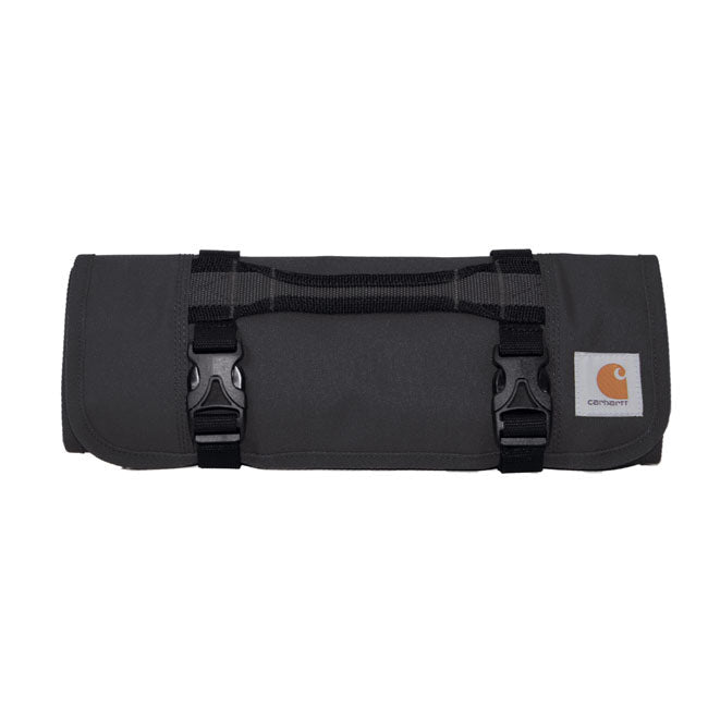 Legacy Tool Roll Accessory front view, Black canvas tool roll with two black plastic side-release buckles and webbing carry