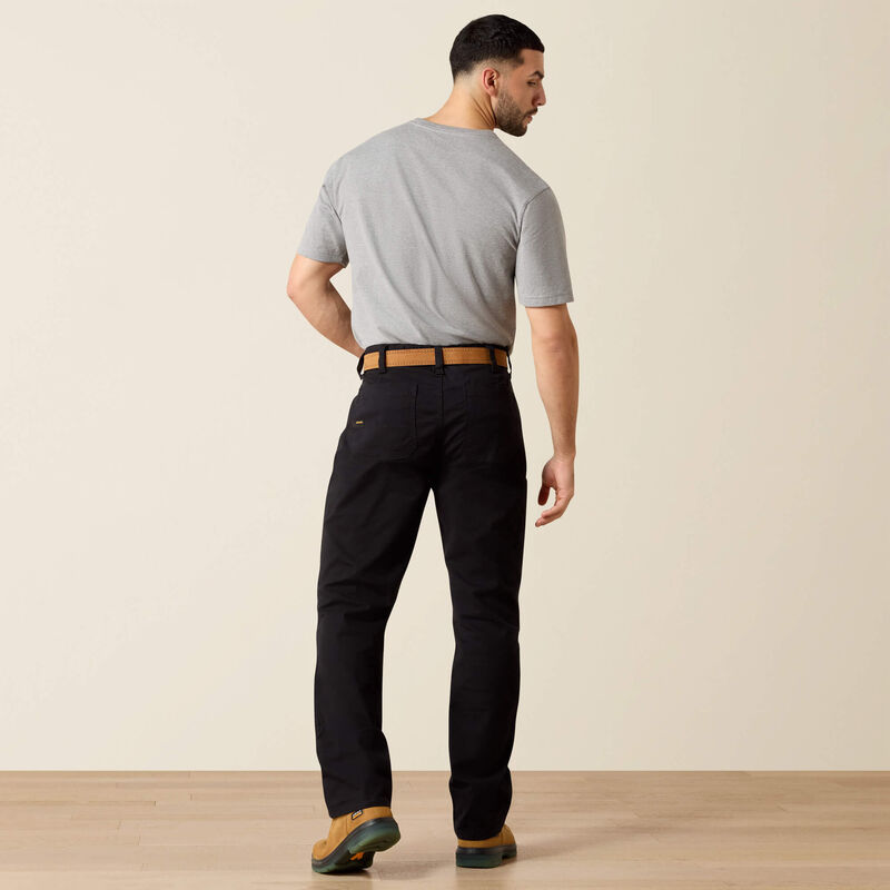 Back of M4 Rebar Straight Leg Pants Black Pants, Blank back with small embroidered logo on rear pocket - Slowride Supply