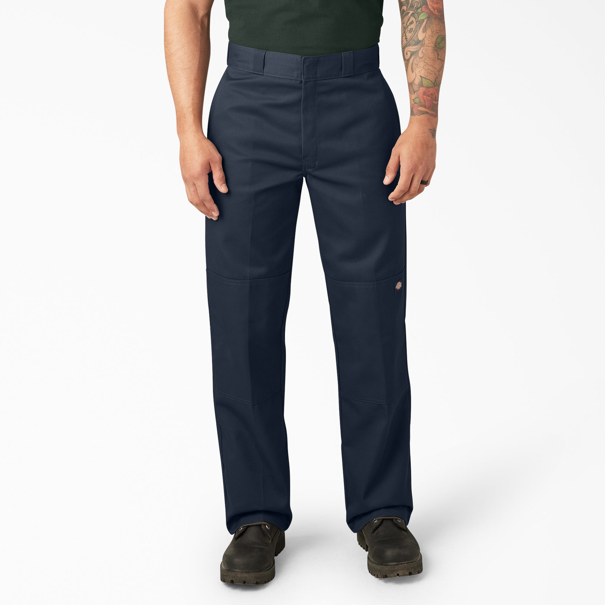 Back of Mens Twill Double Knee Work Pant (85283) Pants Dark Brown Pants, Dark navy twill with double knee panels and small