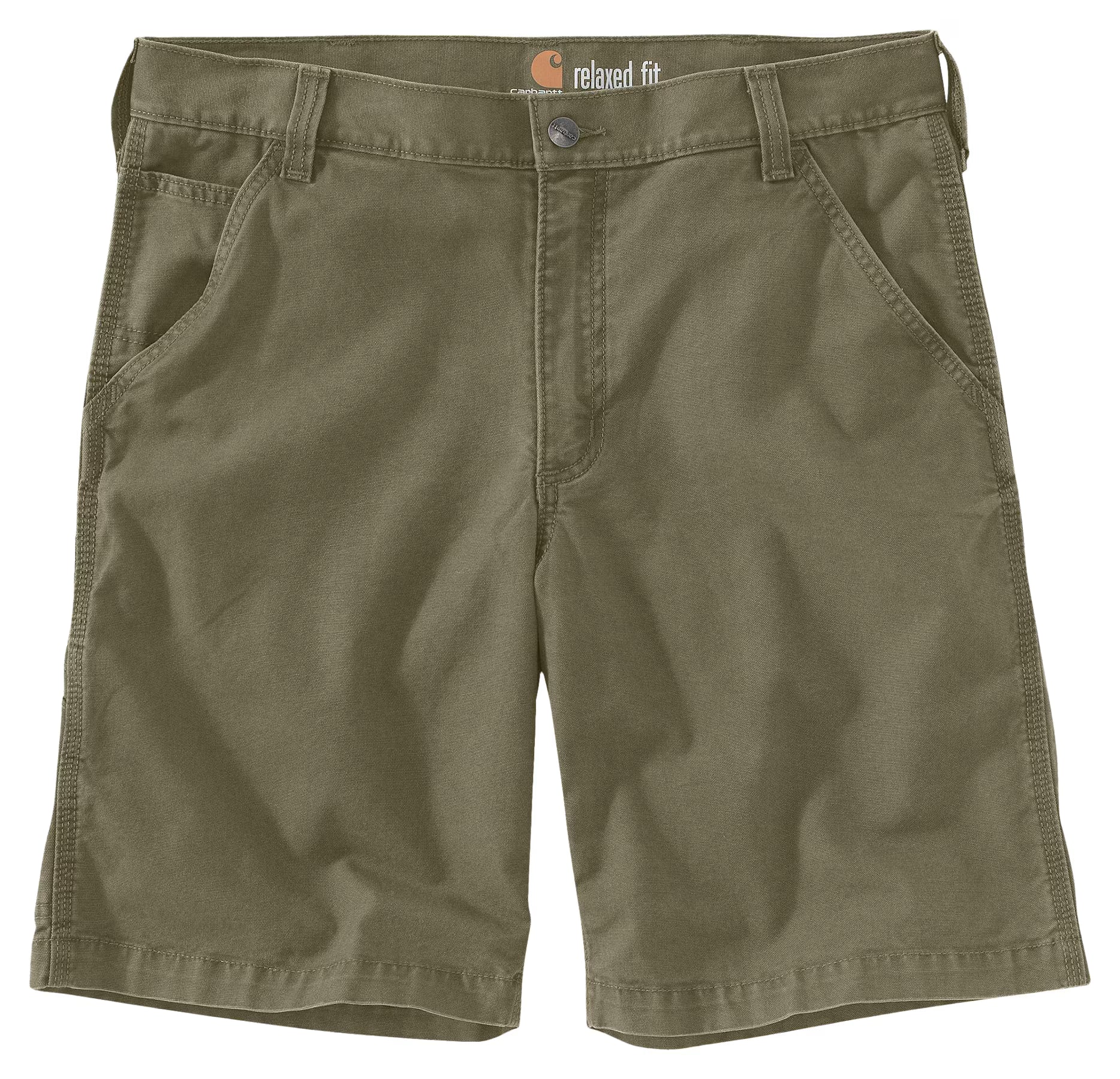 Back of Relaxed 10" Rigby Dungare Short (102514) Shorts Dark Brown Shorts, Blank back with "relaxed fit" text visible on