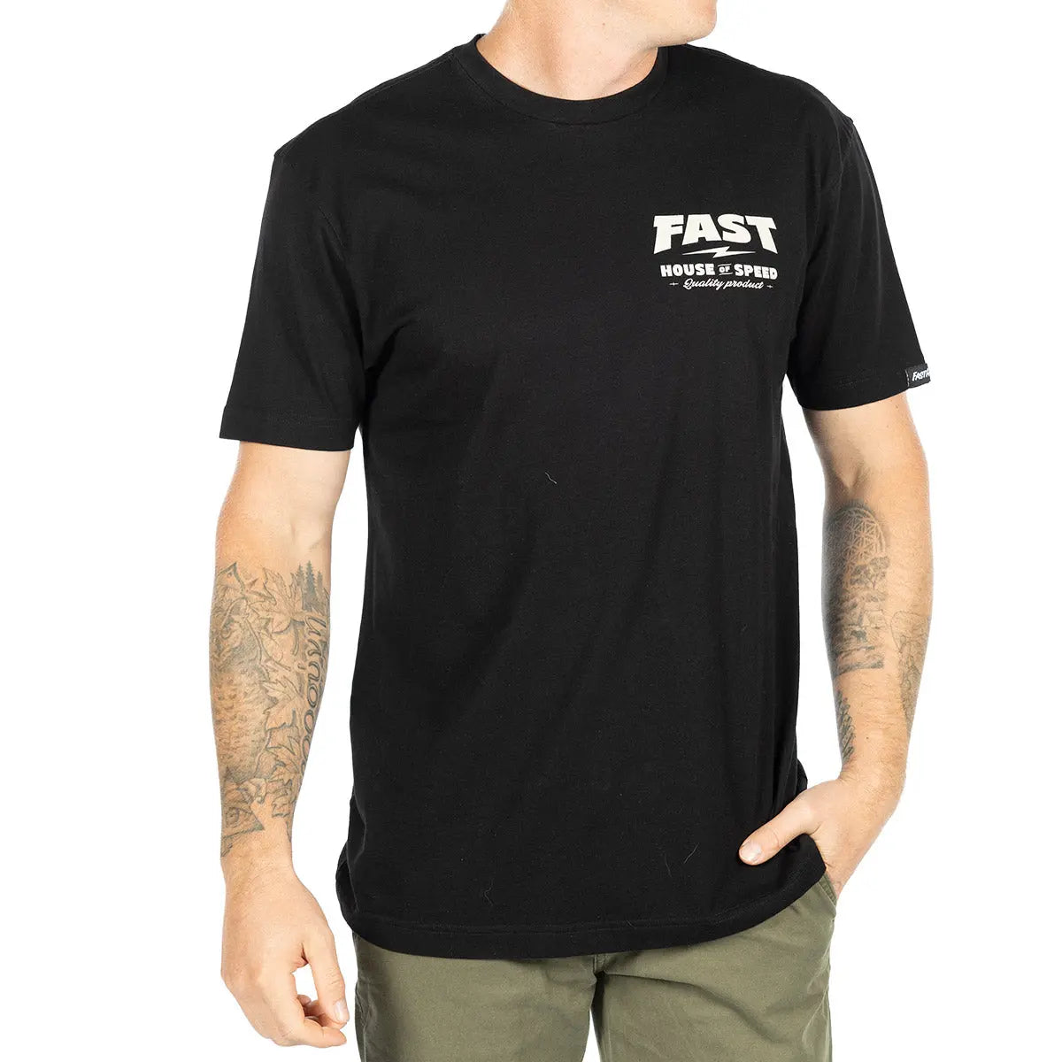 Back of Runner Black Tee, blank back - Slowride Supply - vintage racing apparel from Slowride Supply