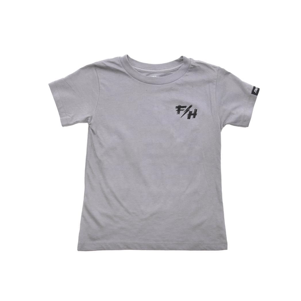 Back of Toddler Fray Tee Kids Light Gray Kids Tee, Blank back - Slowride Supply - vintage racing apparel from Slowride Supply