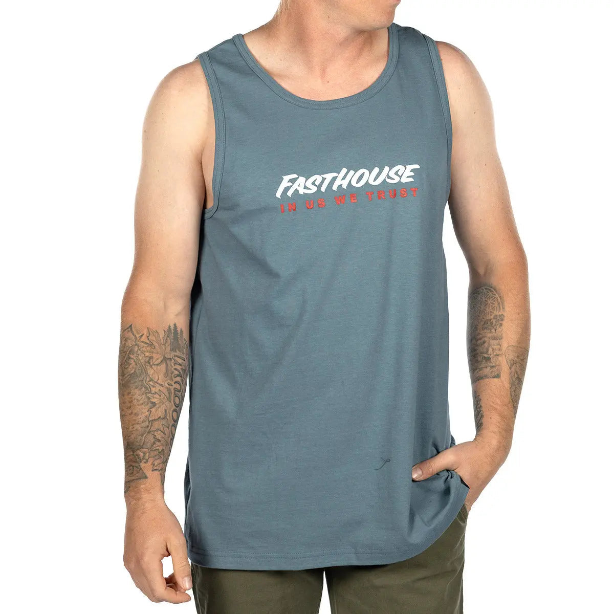 Back of Trust Tank Apparel Indigo Apparel, Blank back - Slowride Supply - vintage racing apparel from Slowride Supply
