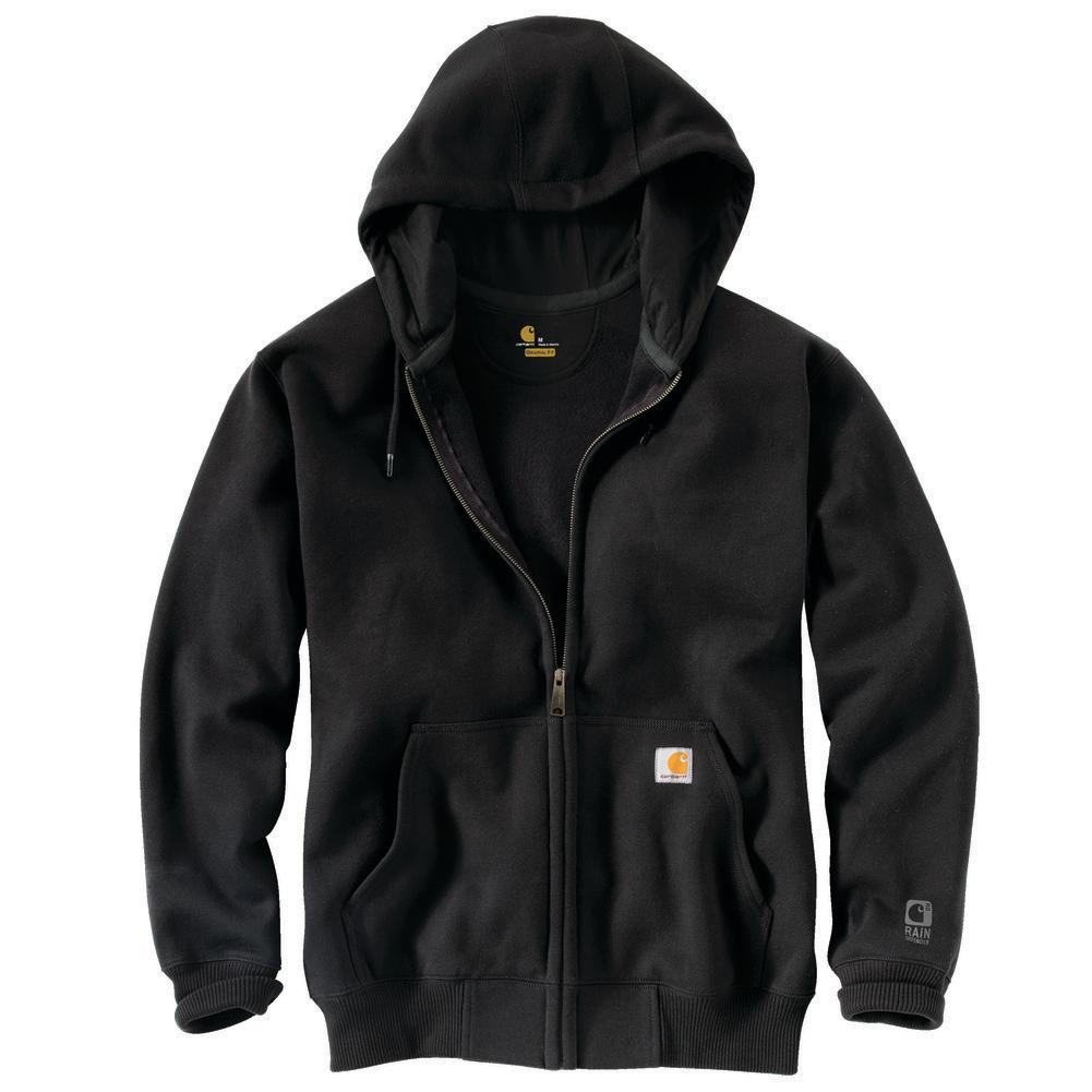 Back of Ts0614 Rain DEF Heavyweight Full Zip Sweater Black Sweater, Blank back with small woven label above left hem and