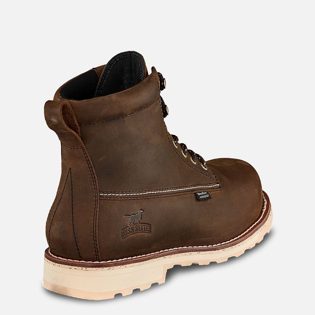 Back of Wingshooter ST 83622 Boots Boots, Brown leather boot with cream lug sole and embossed logo at heel - Slowride Supply
