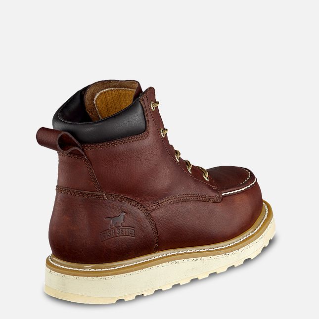 Back of Work/ashby Boots Boots, Burgundy leather with cream wedge sole and embossed logo on heel - Slowride Supply