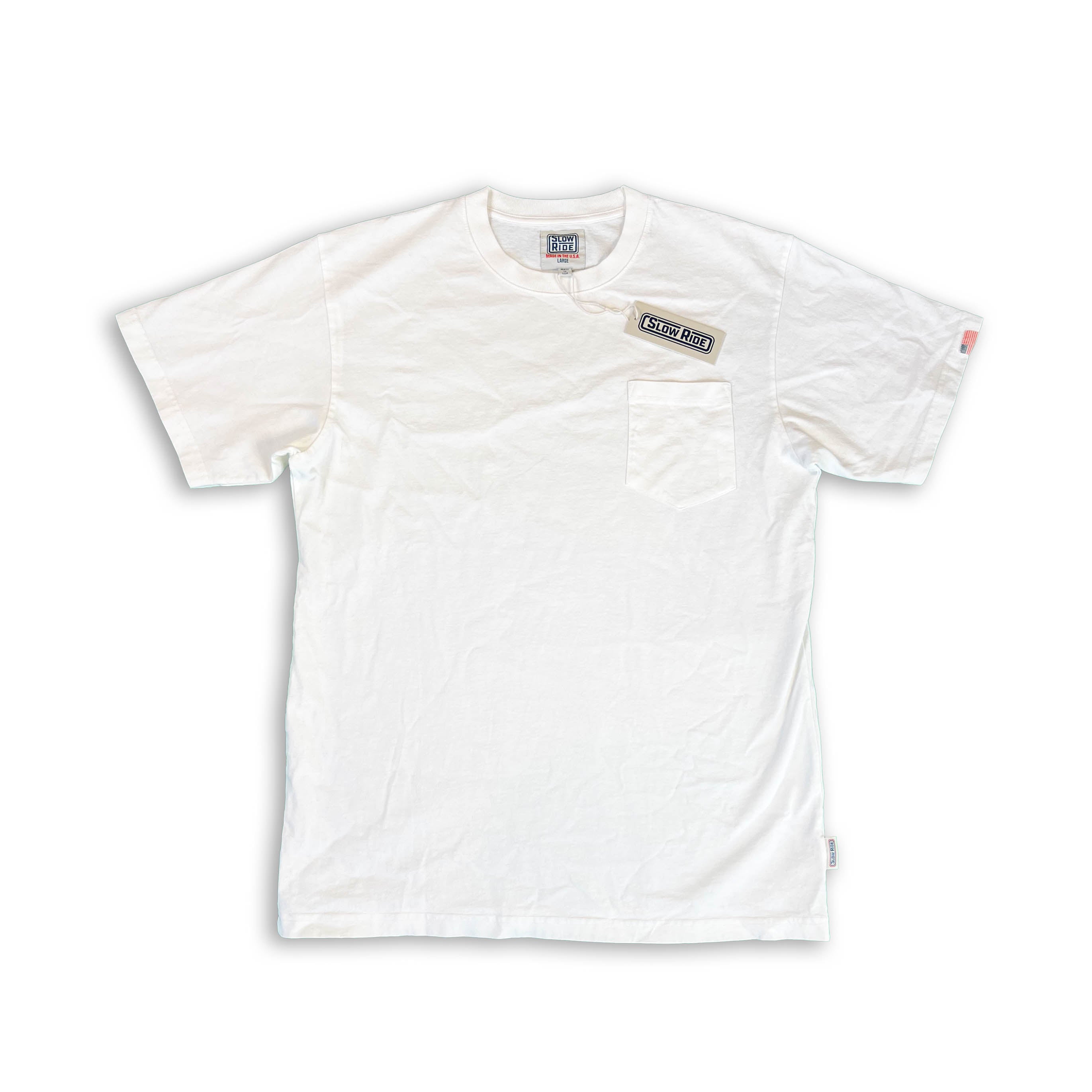 USA Made Pocket Tee White - Slow Ride