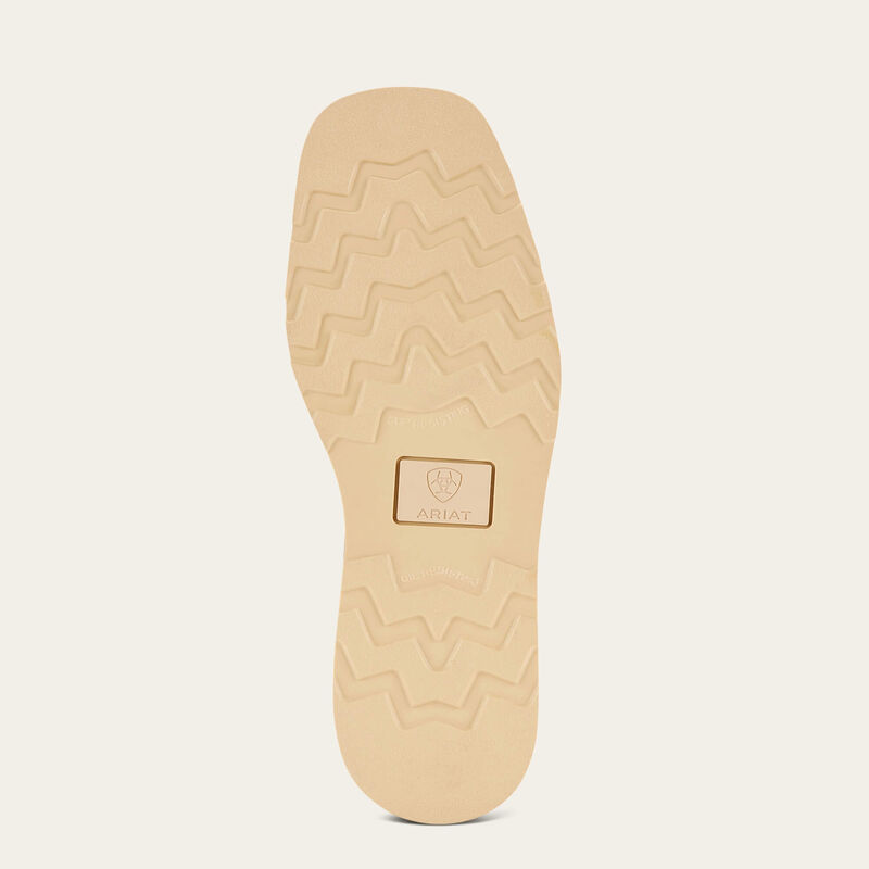 Close-up of 10025111 - Rambler Recon Western Boot Foothill Brown Boots Boots showing Tan sole with geometric tread pattern