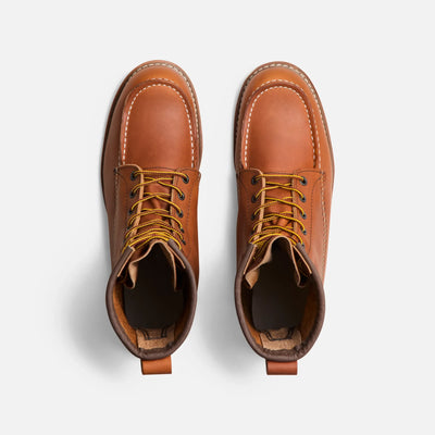 Back of 10877- Traction Tred 8-inch Boot Boots Boots, Tan leather heel tab with stitched detailing and dark brown leather