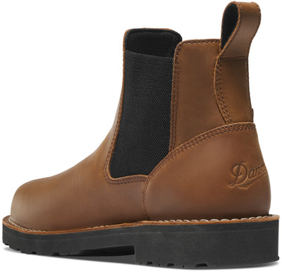 Close-up of 15486 Bull Run Chelsea Heel Boots Tobacco/black Boots showing Tan leather upper with black elastic side panel