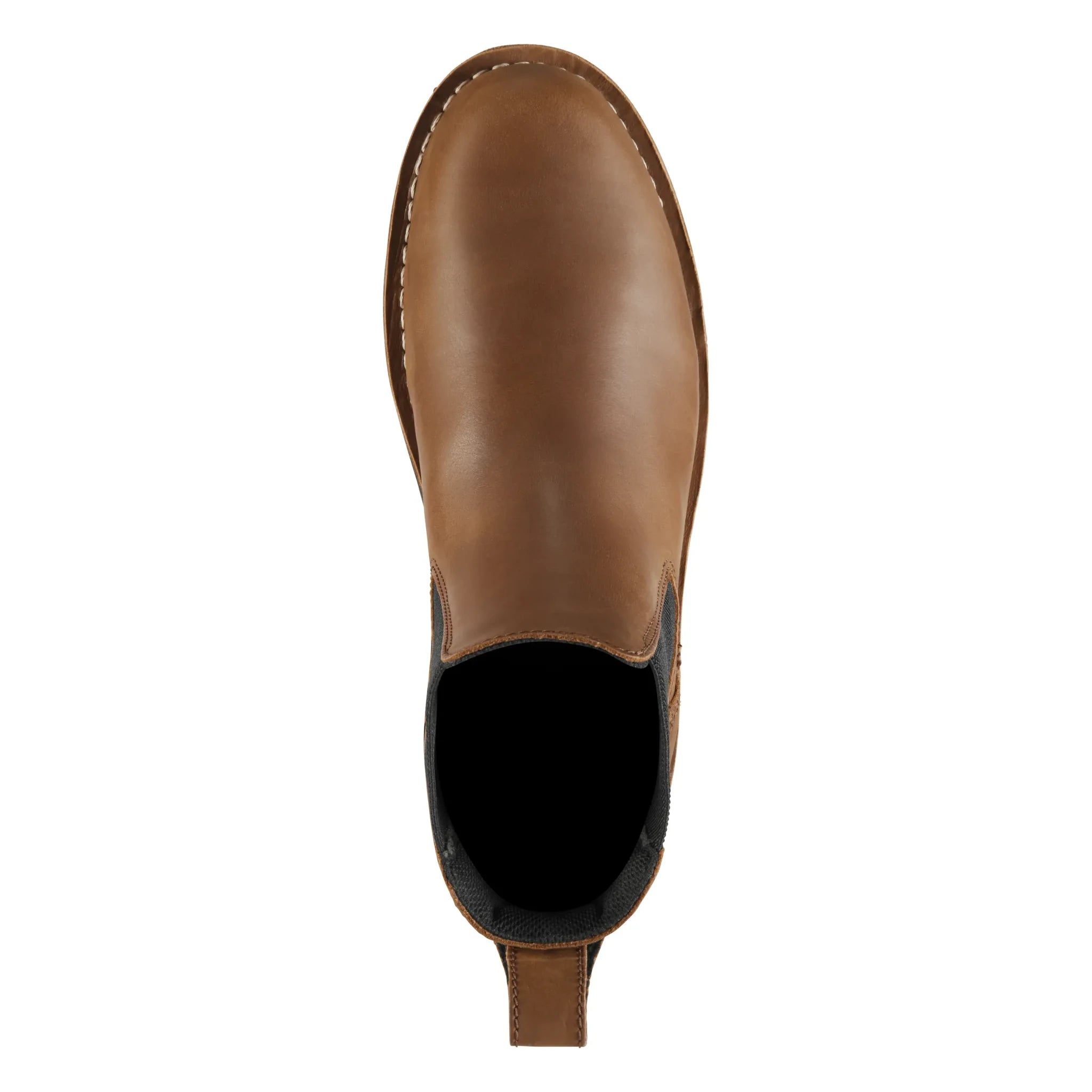 Close-up of 15486 Bull Run Chelsea Heel Boots Tobacco/black Boots showing Tan leather upper with contrast black elastic