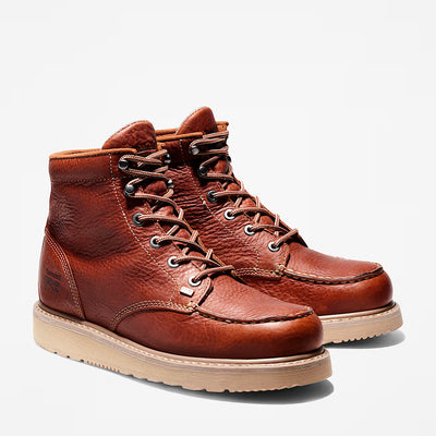 Back of 6 in Barstow Wedge/brown Tb089647214 Boots Boots, Tan crepe rubber wedge sole with brown leather upper and metal