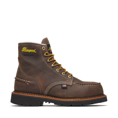 Back of 804-3696 6" Crazy Horse 1957 Series Boots Boots, Brown leather back with contrasting cream stitching and small