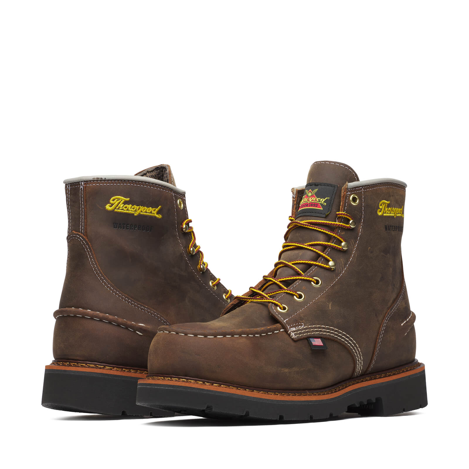 Close-up of 804-3696 6" Crazy Horse 1957 Series Boots Boots showing Dark brown leather with contrasting cream stitching