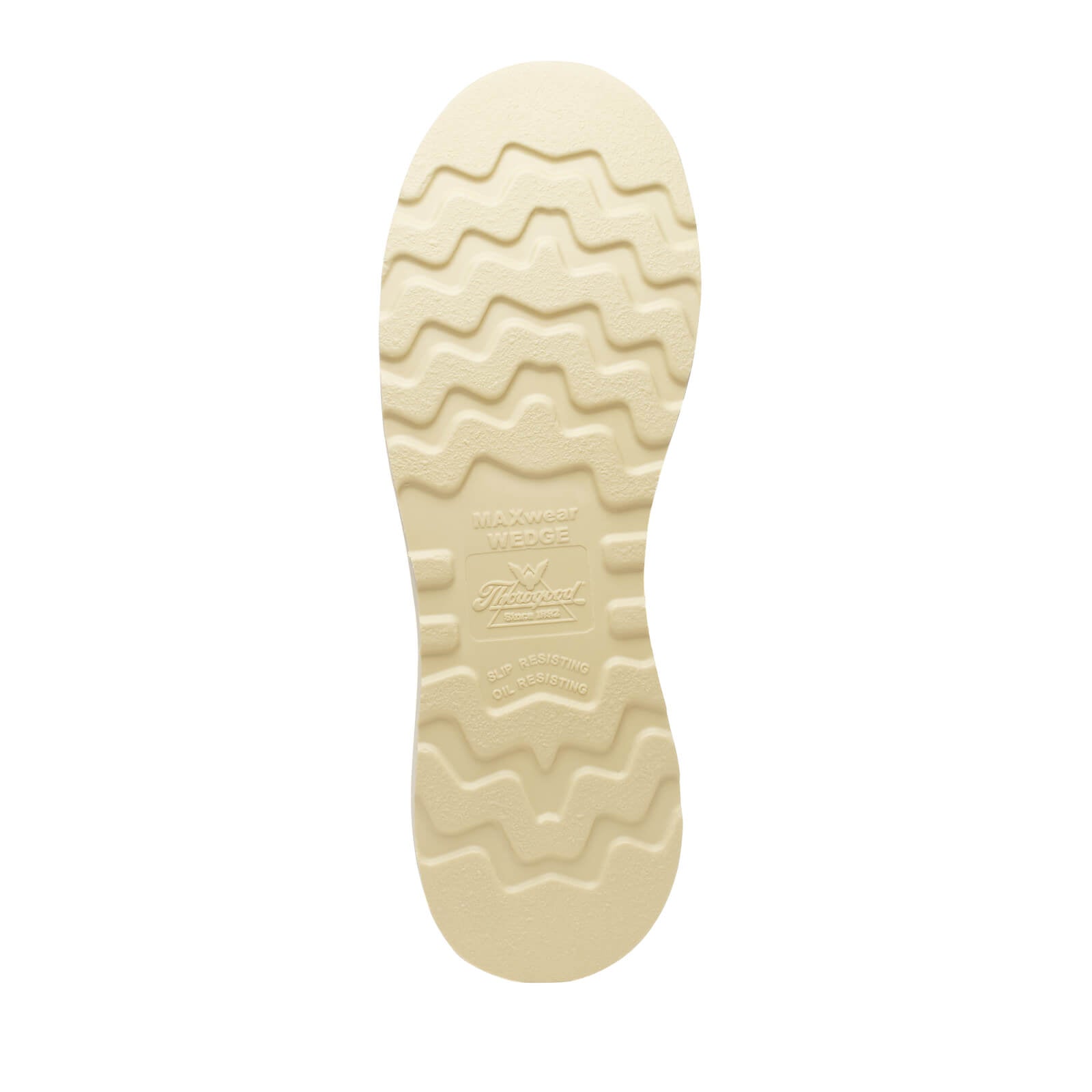 Close-up of 804-3800 8" Briar Pitstop Boots Boots showing Cream rubber sole with wavy tread pattern and embossed branding