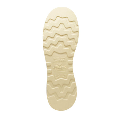 Close-up of 804-3800 8" Briar Pitstop Boots Boots showing Cream rubber sole with wavy tread pattern and embossed branding