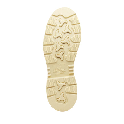 Close-up of 804-4375 6" Trail Crazyhorse Boots Boots showing Cream rubber sole with wavy tread pattern and textured grip