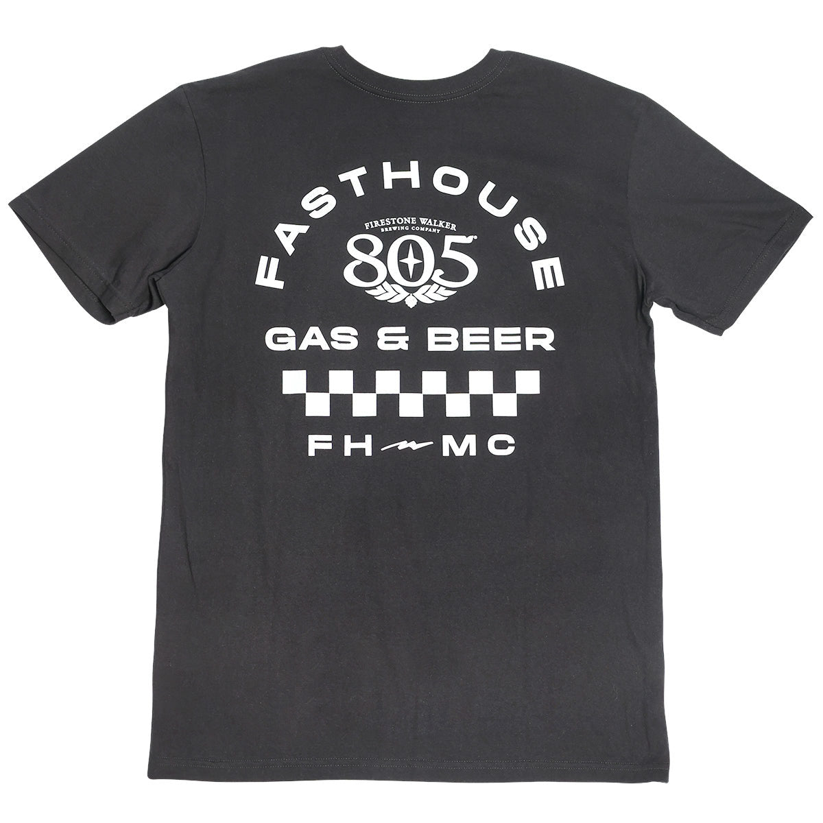 805; Parallel front view, Charcoal black with white text reading "Fasthouse 805" above a winged badge, "Gas & Beer" beneath,