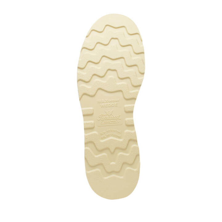 Close-up of 814-3600 6" Briar Pitstop Boot Boots Boots showing Cream-colored rubber sole with wavy tread pattern and