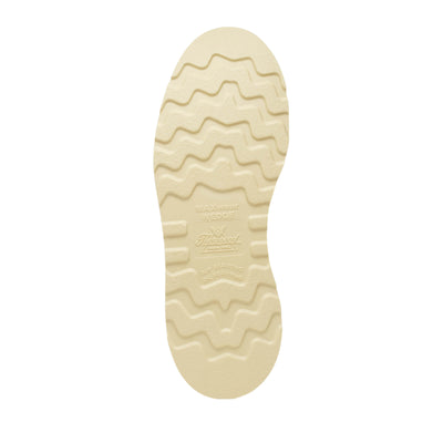 Close-up of 814-4178 8" Trail Crazyhorse Boots Boots showing Cream rubber sole with wavy tread pattern and embossed branding