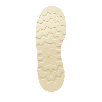 Close-up of 814-4364 8" Boots Tobacco Boots showing Cream rubber sole with wavy tread pattern and embossed branding details