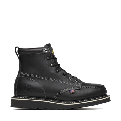 Back of 814-6206 6" Boots Midnight Black Boots, Heel with white contrast stitching and cream stripe detail - Slowride Supply
