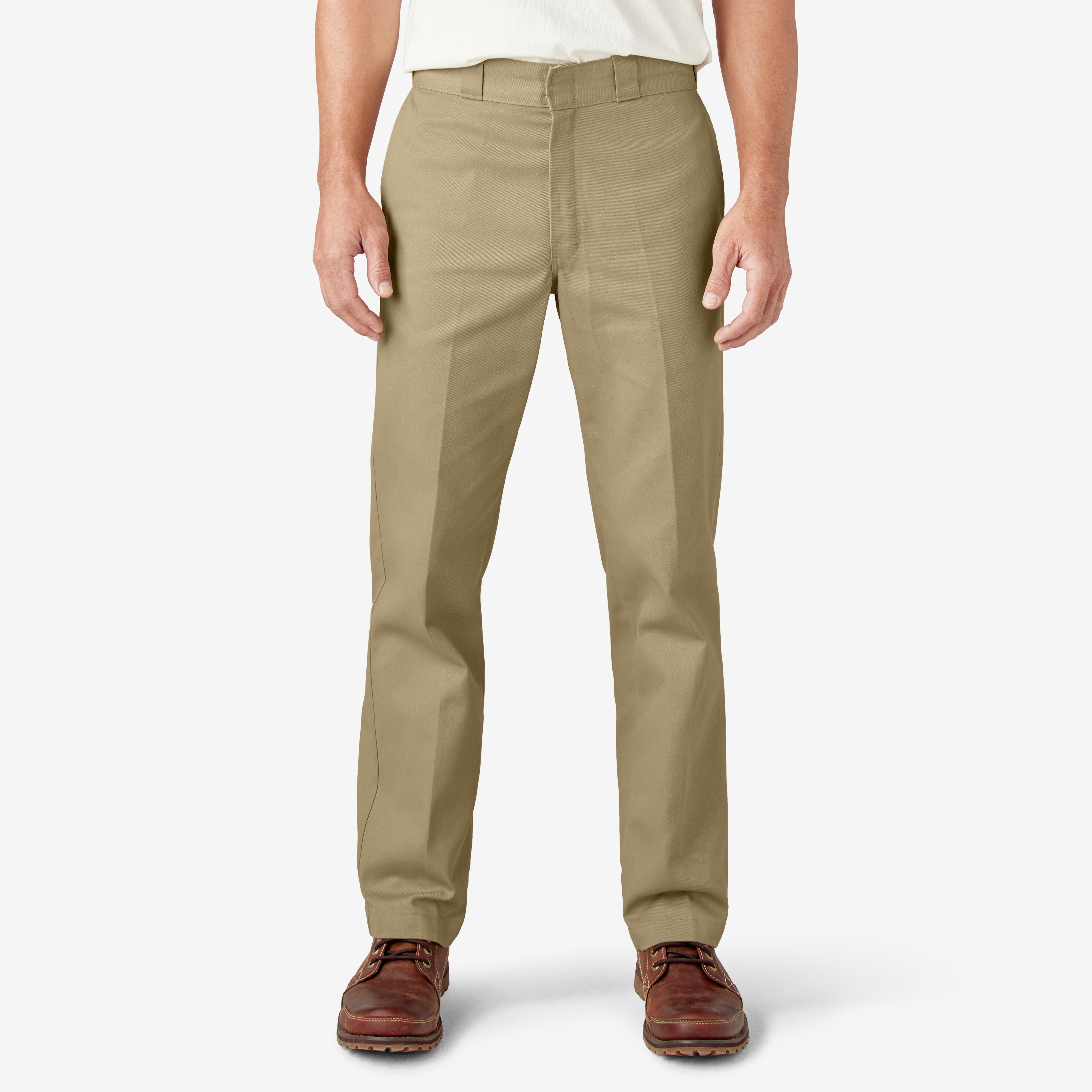 874 Original Work Pant Pants front view, Khaki work pants with flat front and center crease, straight leg silhouette, Black
