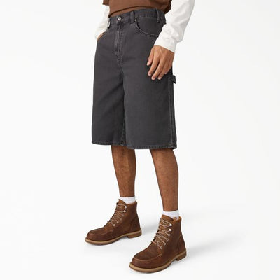 Back of A89g5 Worn in Relaxed Carpenter Short 13" Shorts Black Shorts, Blank back - Slowride Supply