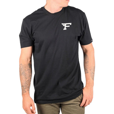 Person wearing Arthur Black Tee, Wearer posed against plain white background in neutral setting - Slowride Supply