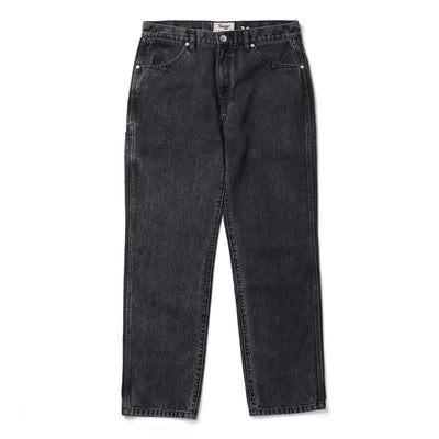 Autry Jean Regular Fit Antique Wash Pants front view, Charcoal denim with five-pocket construction and copper-tone hardware