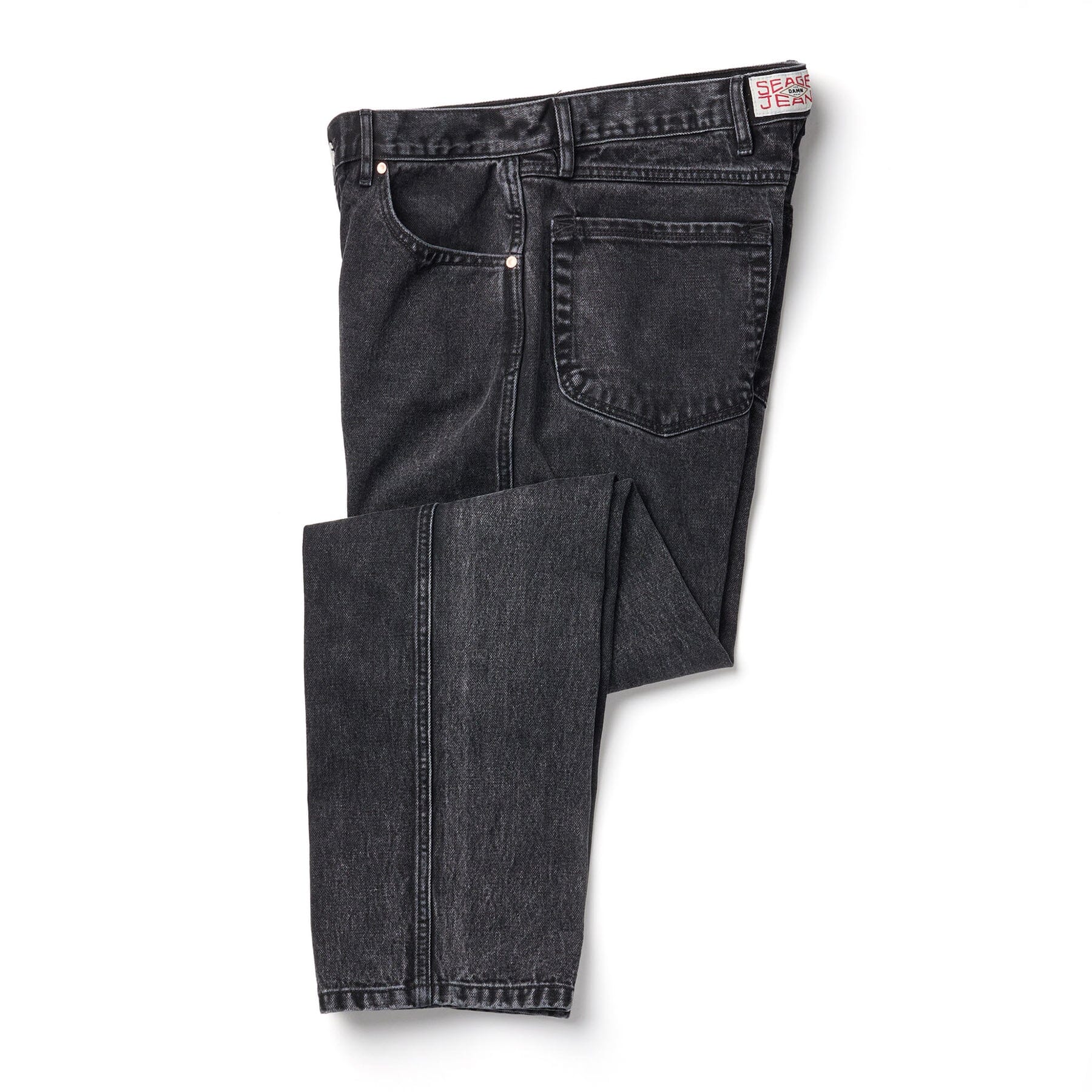 Back of Autry Jean Regular Fit Antique Wash Pants Pants, Back pocket with red and white woven label at waistband - Slowride