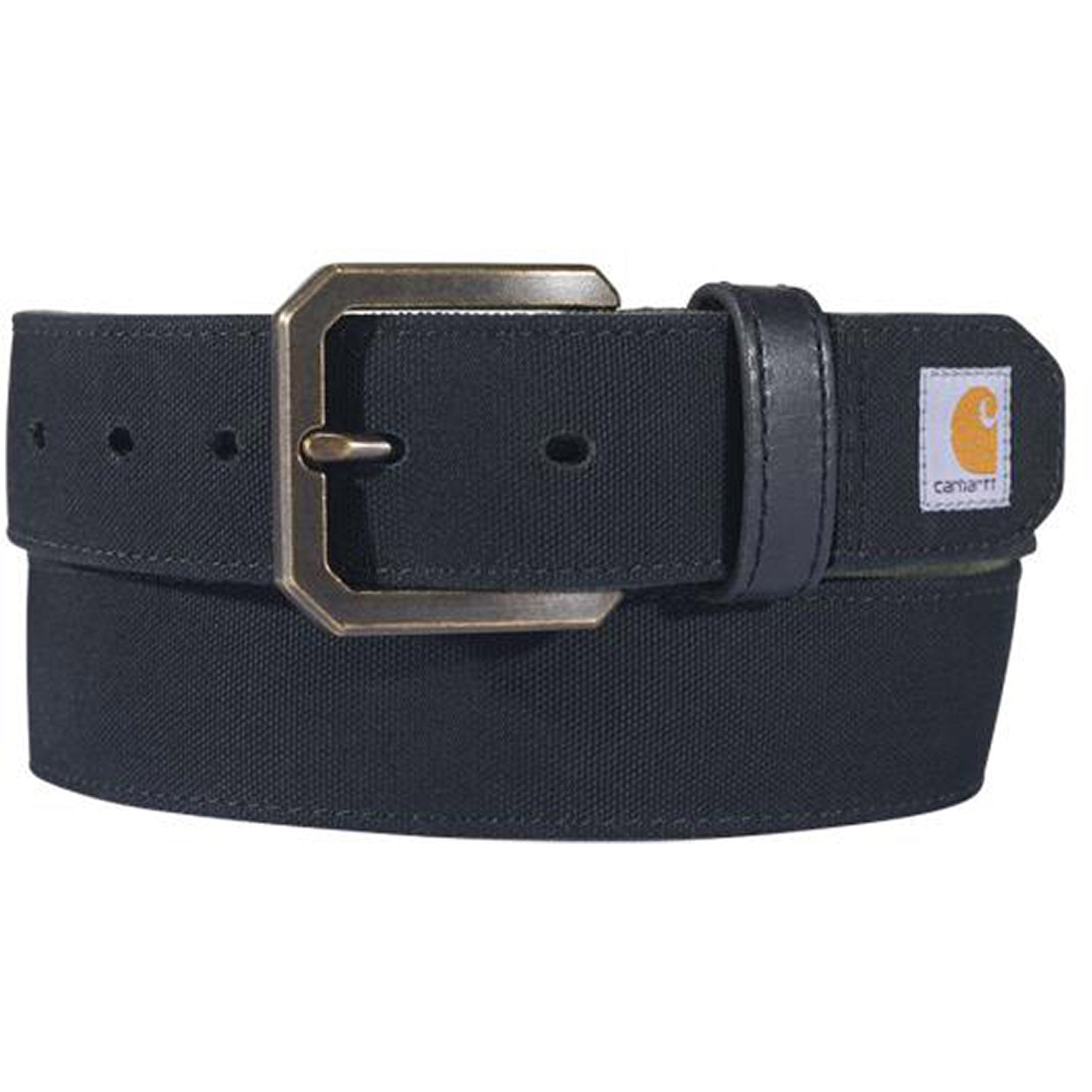 Back of Canvas Duck Belt Accessory Brown Accessory, Blank back with woven canvas texture and brass buckle hardware -