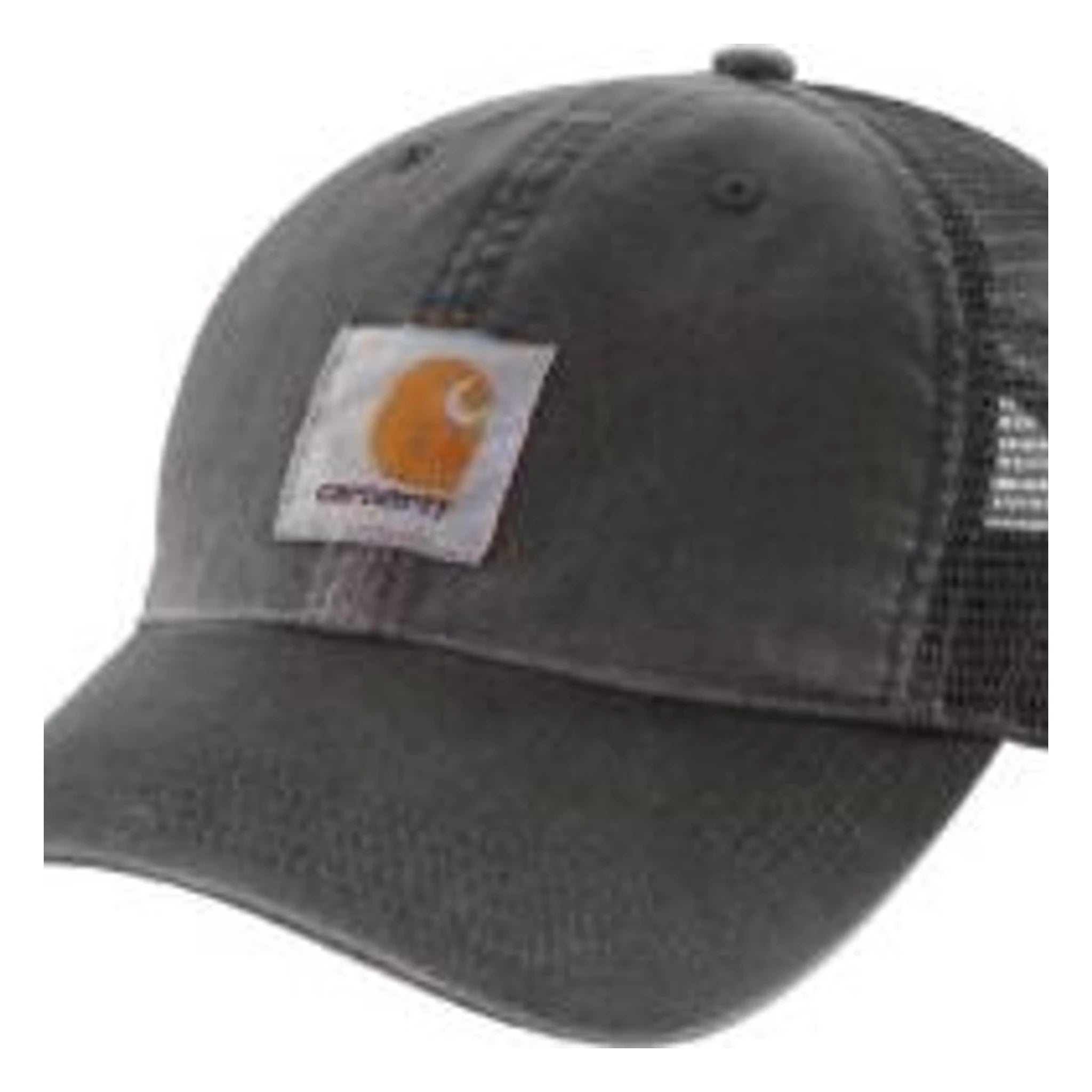 Canvas Mesh front view, Charcoal canvas with mesh back and orange logo patch on front, Black Hat - Slowride Supply