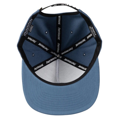 Close-up of Capital Hat Apparel Black Apparel showing Adjustable back strap with black webbing and white text branding, gray