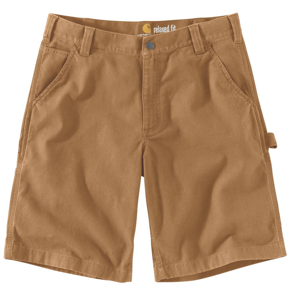 Back of Relaxed 11" Rigby Dungare Short (103652) Shorts Tan Shorts, Blank back with visible waistband label reading "relaxed