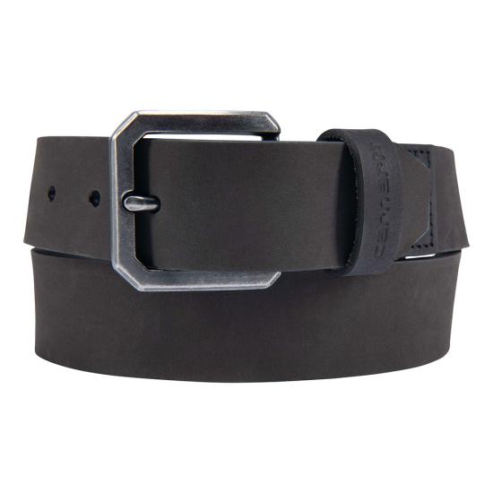 Saddle Leather Belt Black/nickel Roller Finish Accessory front view, Black saddle leather belt with nickel roller-finish